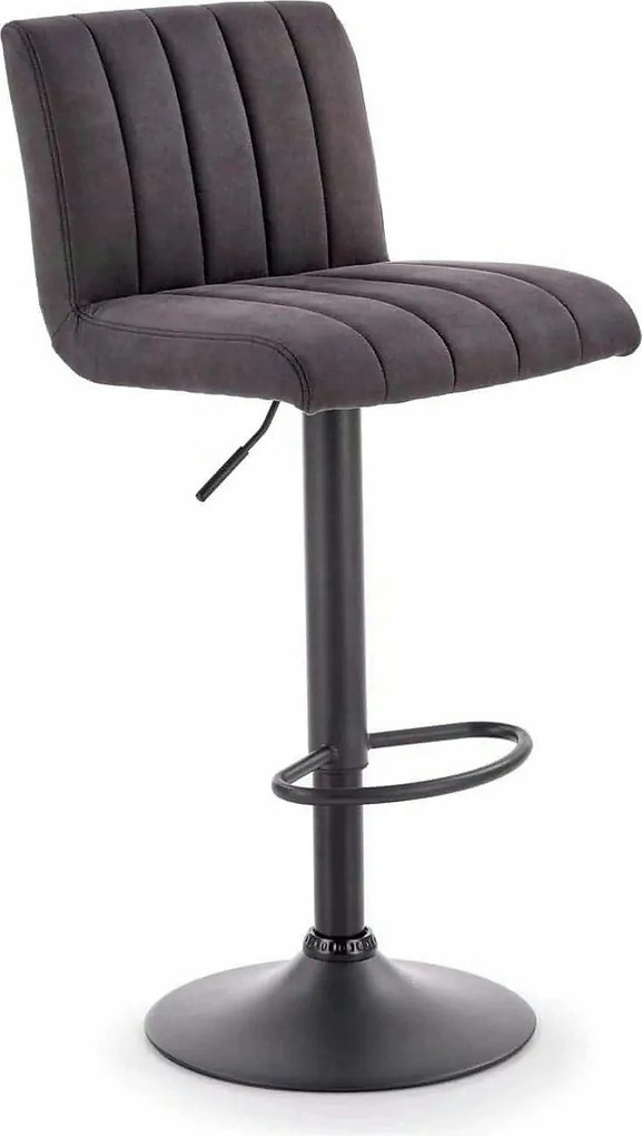 Scaun bar H89, gri inchis, piele ecologica/otel, 41x48x88/108 cm