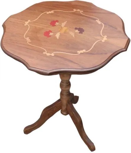 Masuta rotunda Miss deVis din lemn maro inchis 55x59 cm