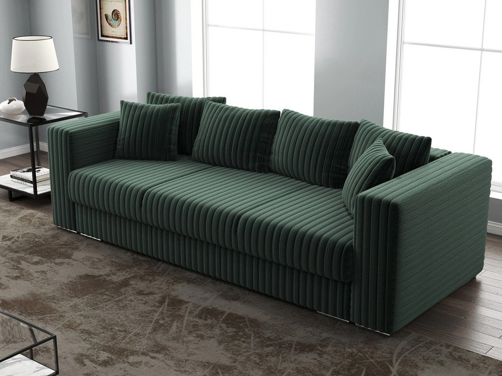 Canapea extensibilă dumonde cu ladă de depozitare si sezut confortabil din spuma high-density, Gloria Ambience Verde 240x100 cm