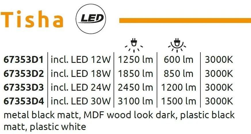 Plafoniera LED riflaj cu efect de lemn TISHA