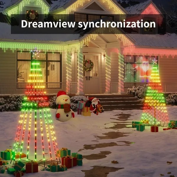 Govee-LED RGBIC Brad de Crăciun cu stea LED/15W/230V IP65 1,8m Matter Wi-Fi