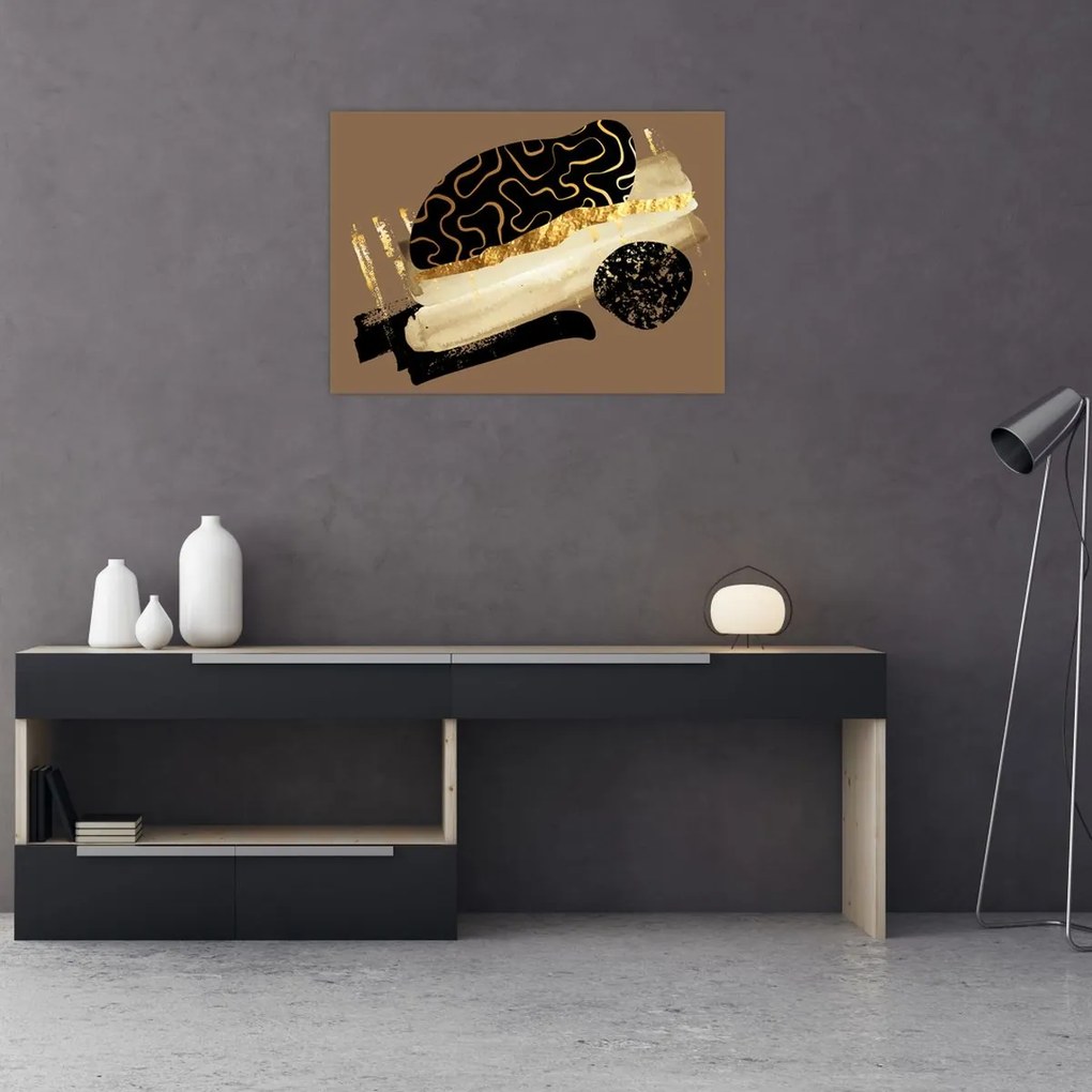 Tablou - Abstracție maro auriu N⁰3 (70x50 cm)