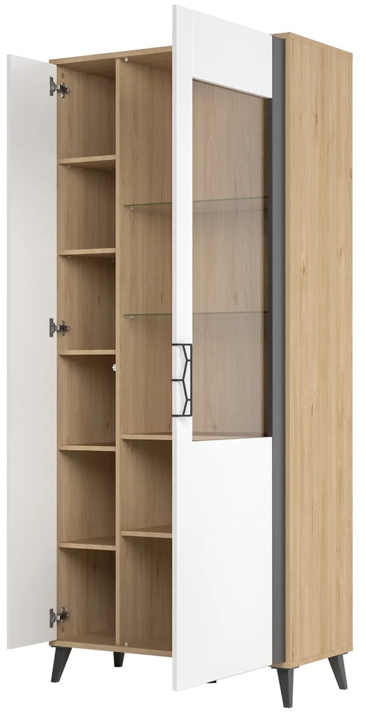 Vitrină Mussun 12 (nuc american jackson + alb mat + grafit mat). 1068197