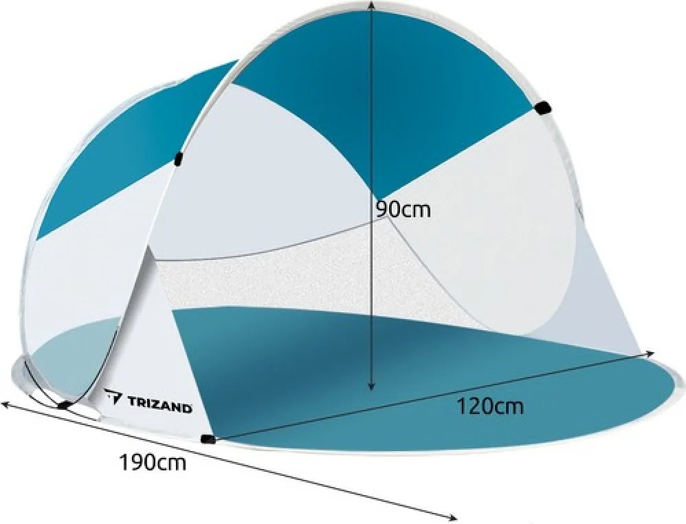 Cort de plaja SUNSHADE 120x190 cm, albastru-alb