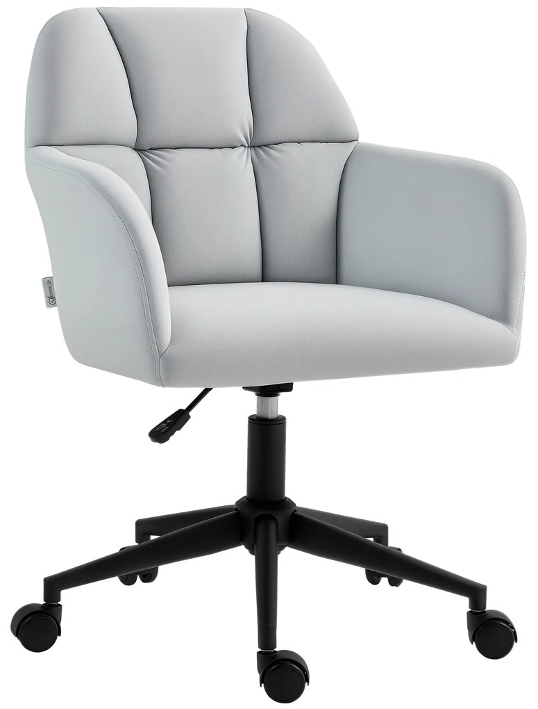 Vinsetto Scaun de birou, ergonomic, reglabil în înălțime, rotativ, cu aspect de catifea, până la 120 kg, Hellgrau | Aosom Romania
