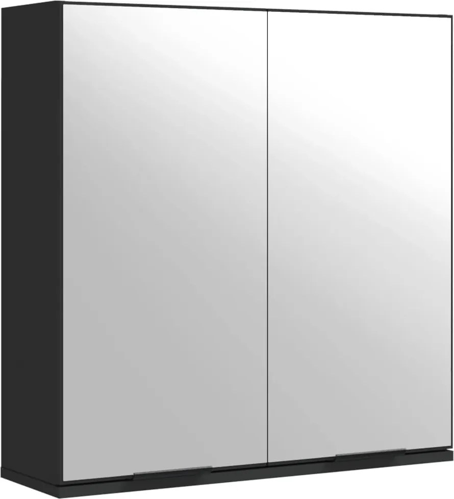 vidaXL Dulap baie cu oglindă negru 64x20x67 cm lemn compozit