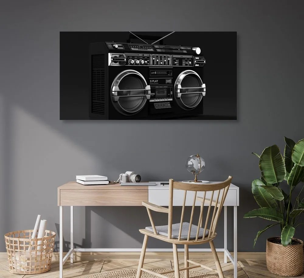 Tablou disco radio din anii 90 în design alb-negru