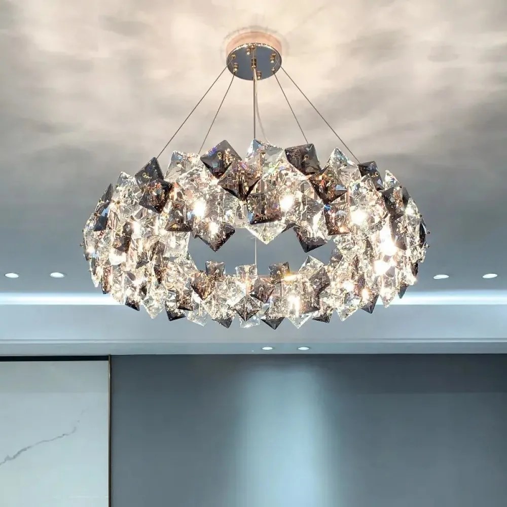 Candelabru Cristal, Elit's EsnWL348-500, 6 X E14, Cromat, 50 cm