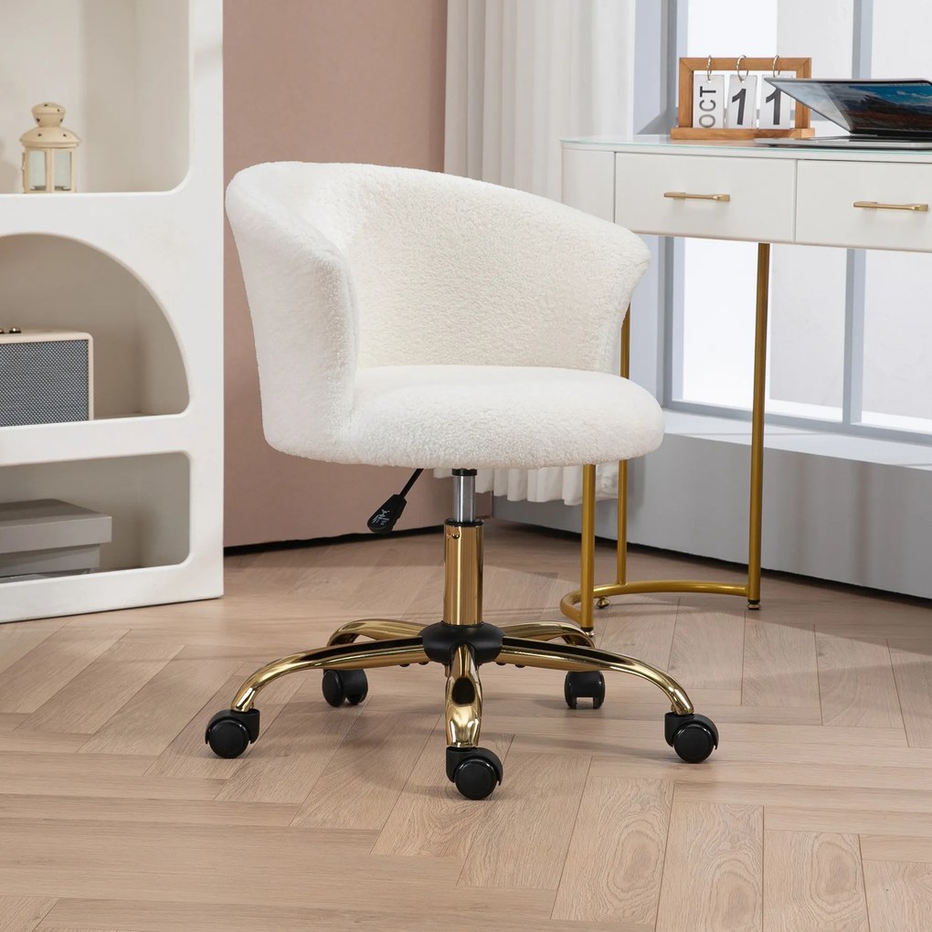 Vinsetto Scaun de birou, fotoliu de birou ergonomic reglabil în înălțime, șezut confortabil pivotant, picioare din oțel alb | Aosom Romania