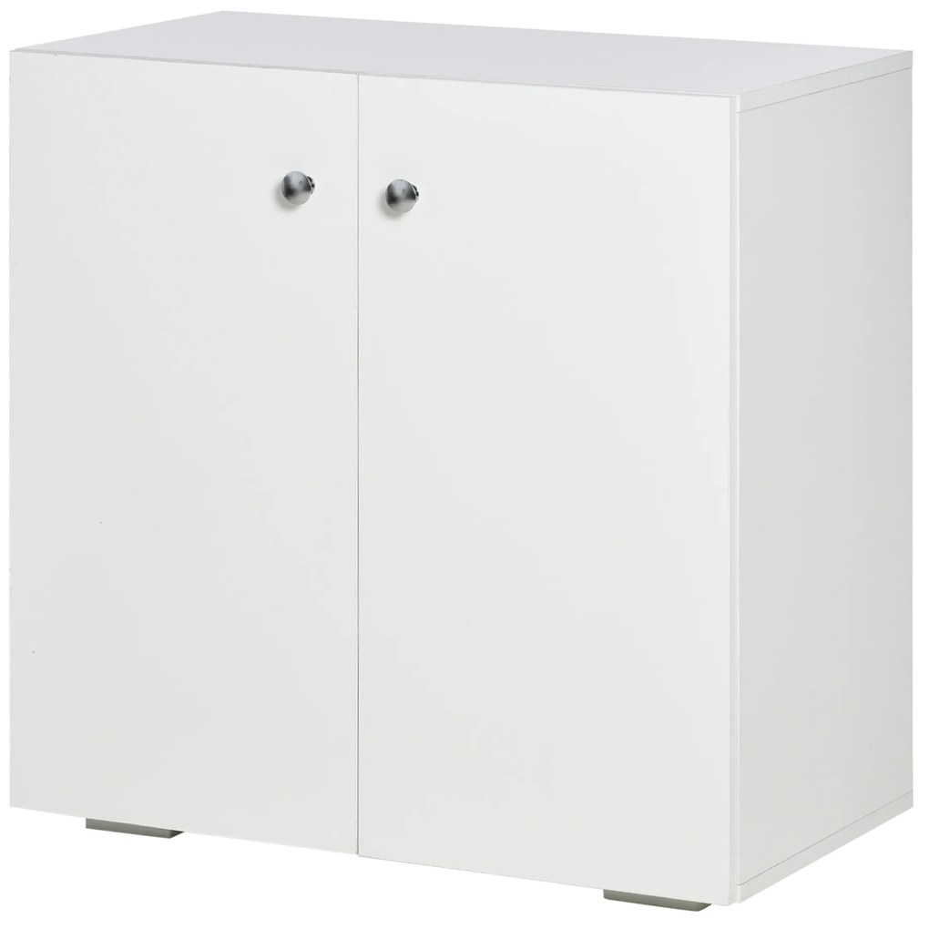 HOMCOM Aparador de Salón con 2 Puertas Armario Auxiliar con 2 Estantes para Libros Ropa Juguetes Estilo Moderno 70x39x70 cm Blanco | Aosom Romania