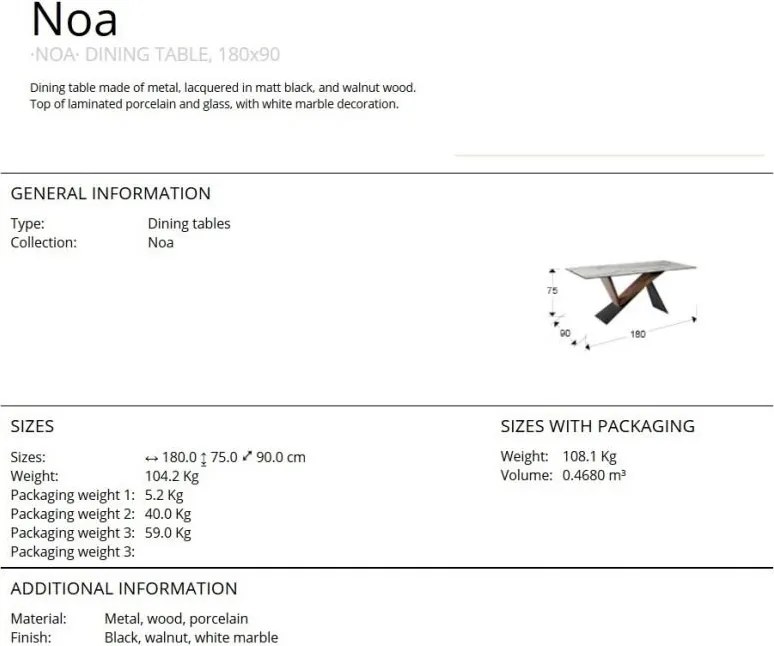 Masa dining design modern Noa SV-742350