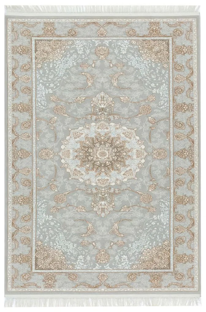 150x230 cm Covor Persan Premium, 70% Polipropilenă și 30% Polyester, Design Clasic, Gri, Densitate 3000 gr/m2