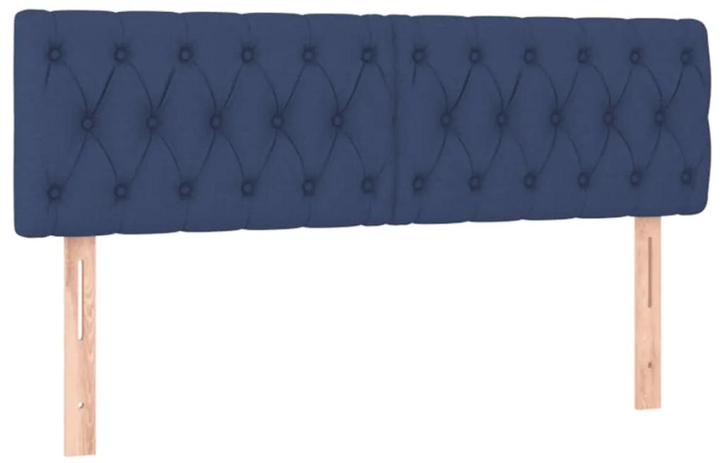 346346 vidaXL Tăblii de pat, 2 buc, albastru, 72x7x78/88 cm, textil