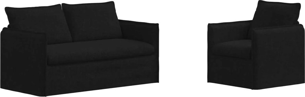 vidaXL Set de canapea 2 pcs Negru 196 x 82 x 85 cm țesătură