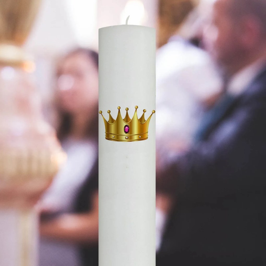 Lumanare Botez Coroana cu roz 4,5 cm, 40 cm