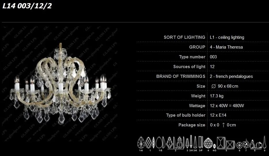Lustra 12 brate cristal Bohemia L14 003/12/2