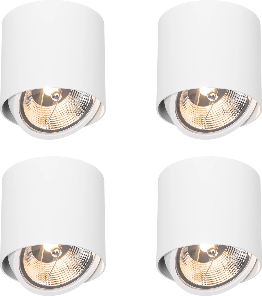 Set de 4 spoturi de design montate la suprafață alb GU10 111mm - Impact