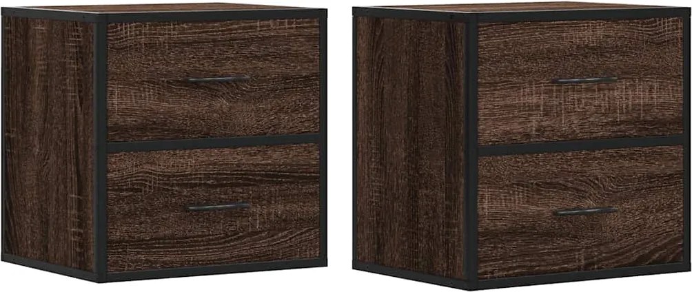 vidaXL Noptiere de perete, 2 buc., stejar maro, 40x31x39,5 cm