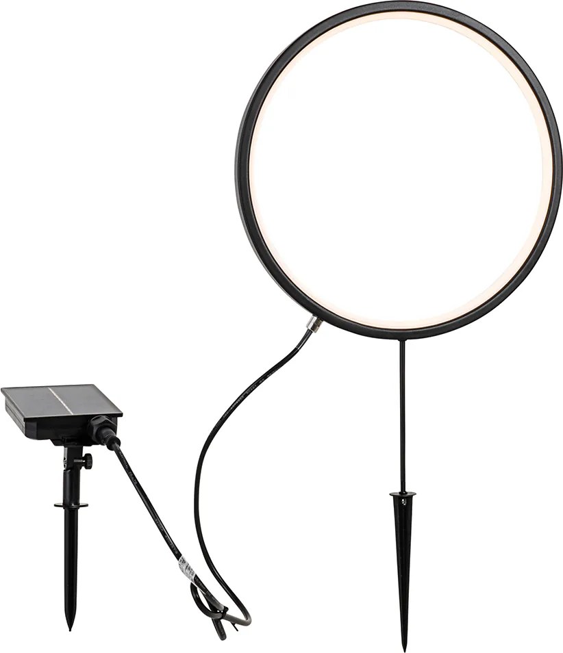 Set 2 x Spoturi solitare negre 60cm cu LED reîncărcabil și solar IP65 - Adalind