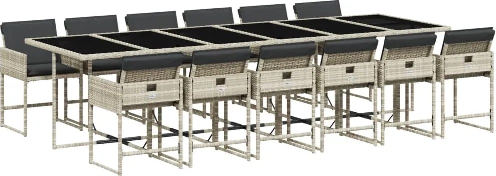 vidaXL Set mobilier de grădină cu perne 13 piese gri deschis poliratan