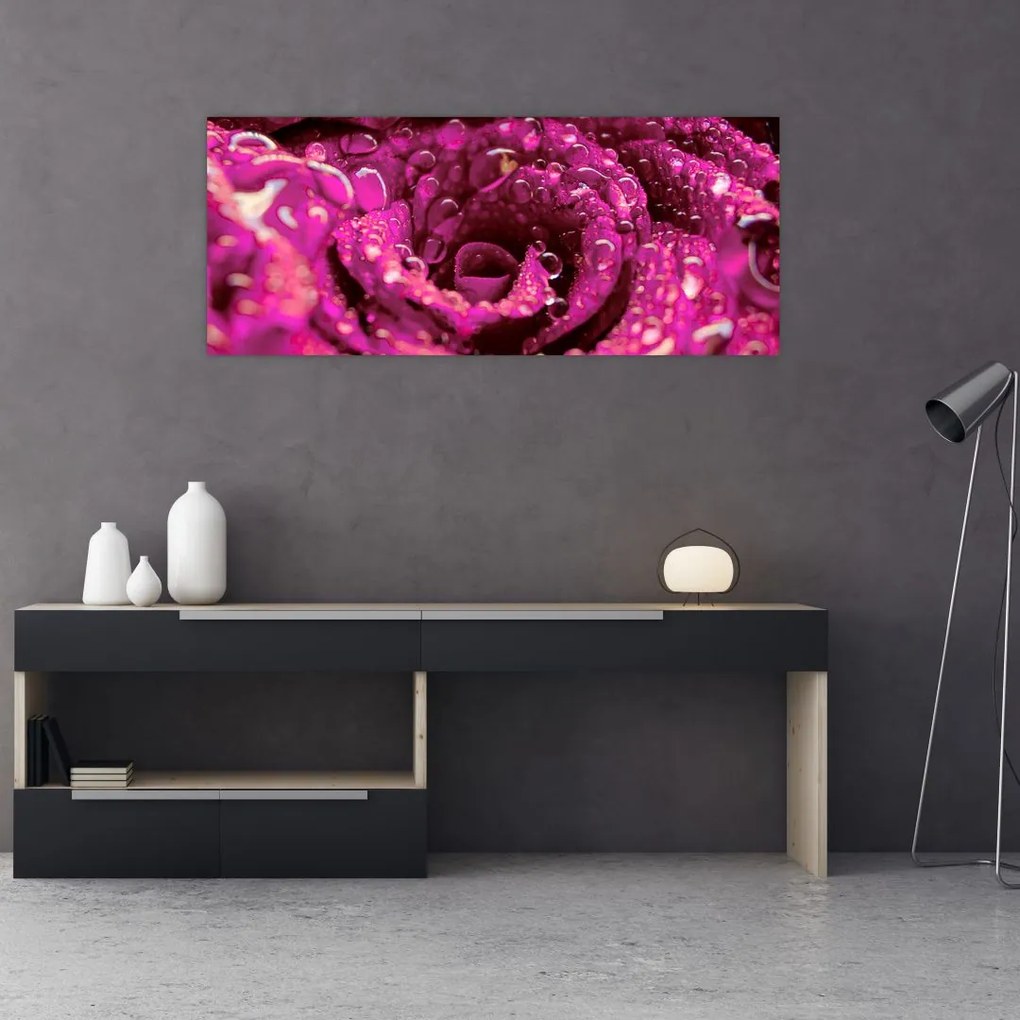 Tabloul cu floarea trandafirului roz (120x50 cm)