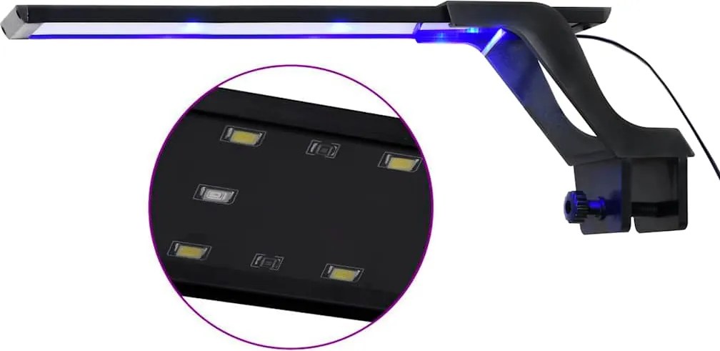 vidaXL Lampă LED pentru acvariu, cu clemă, albastru/alb, 35-55 cm