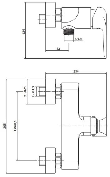 Baterie de duș Cersanit S951-352 CITY crom lucios