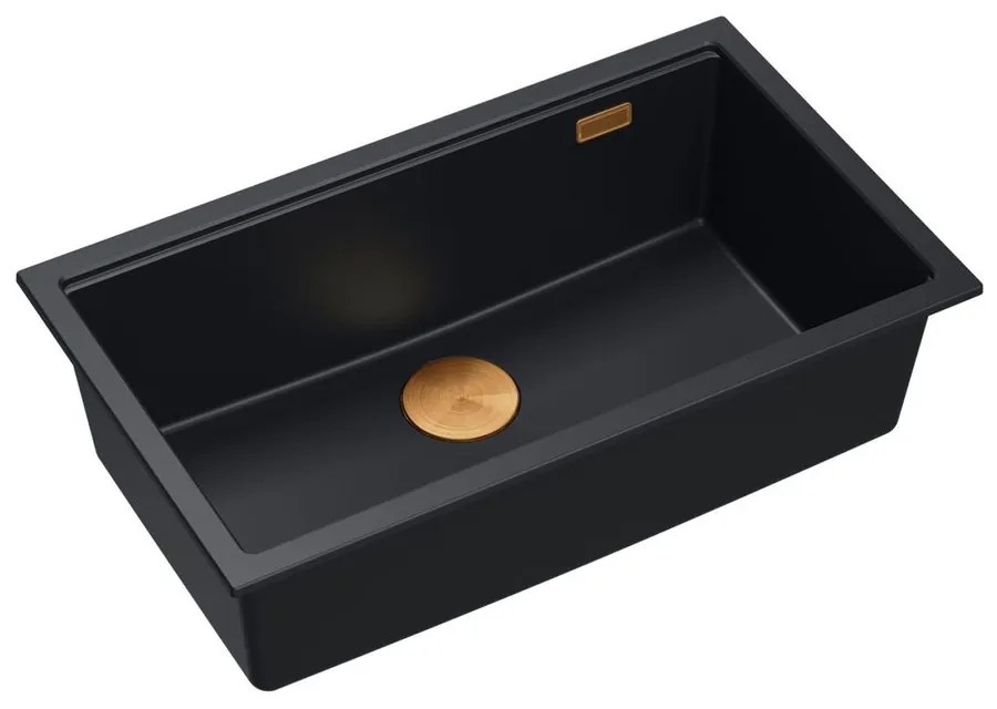 Chiuveta compozit sub blat Quadron Logan 110 negru carbon - cupru 76x44 cm