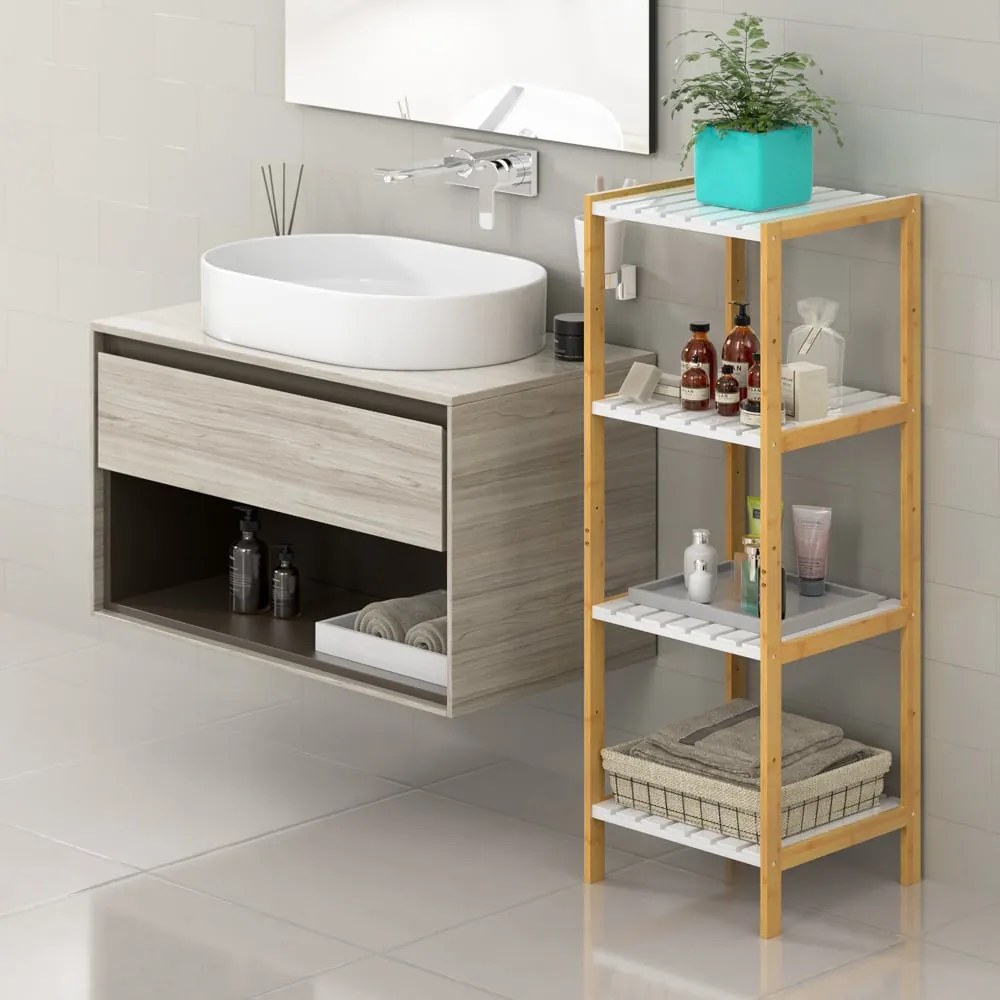 Deuba Raft bambus 110x33x34cm - alb