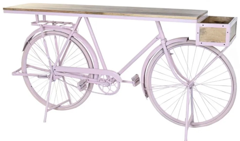 Consola, roz, din lemn de mango si metal, Velocia