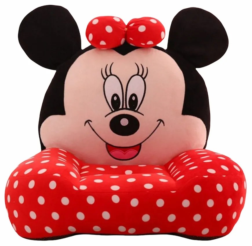 Fotoliu din plus pentru bebelusi cu spatar, Minnie Mouse cu buline, 50 cm, Multicolor, FPS-22