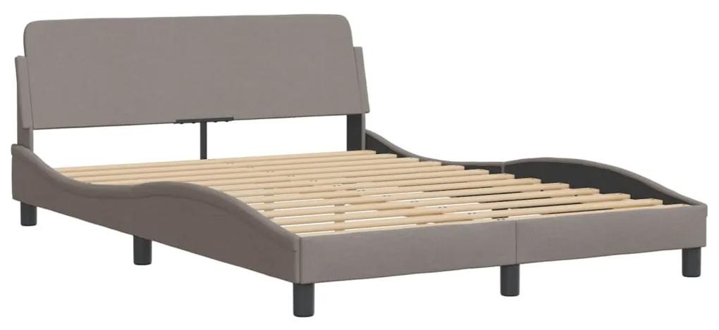 373149 vidaXL Cadru de pat cu tăblie, gri taupe, 120x200 cm, textil