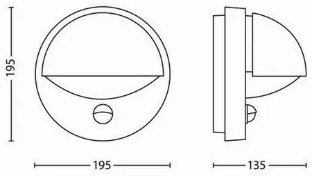 Lampă de perete Philips 16246/87/16 pentruexterior cu senzor June 19,5 cm, gri