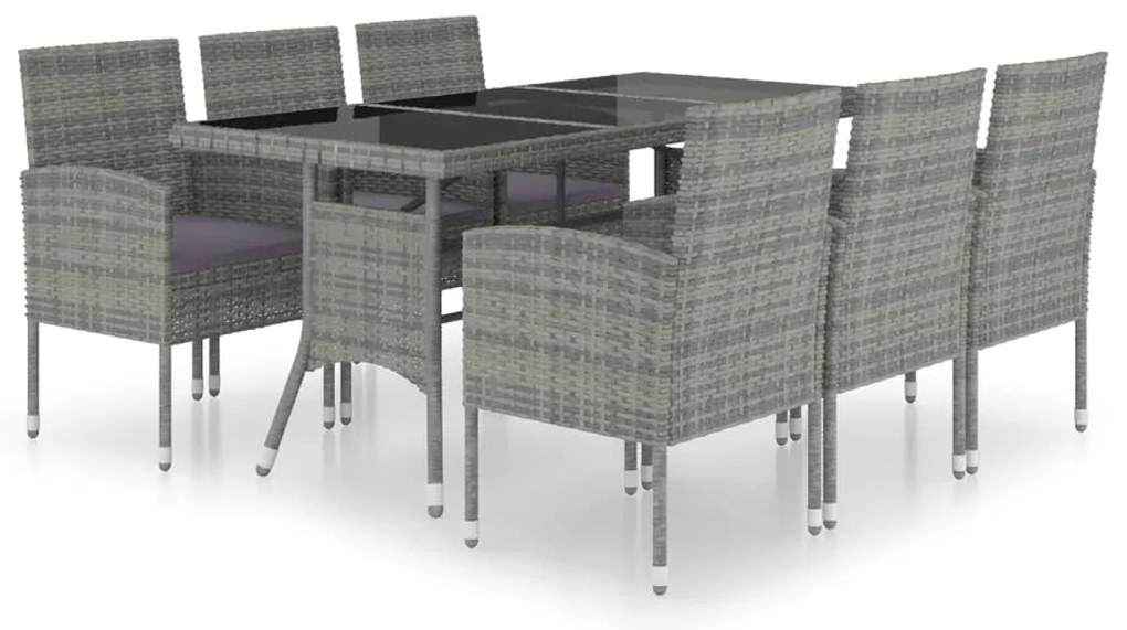 Set mobilier de gradina, 7 piese, antracit &amp; gri, poliratan