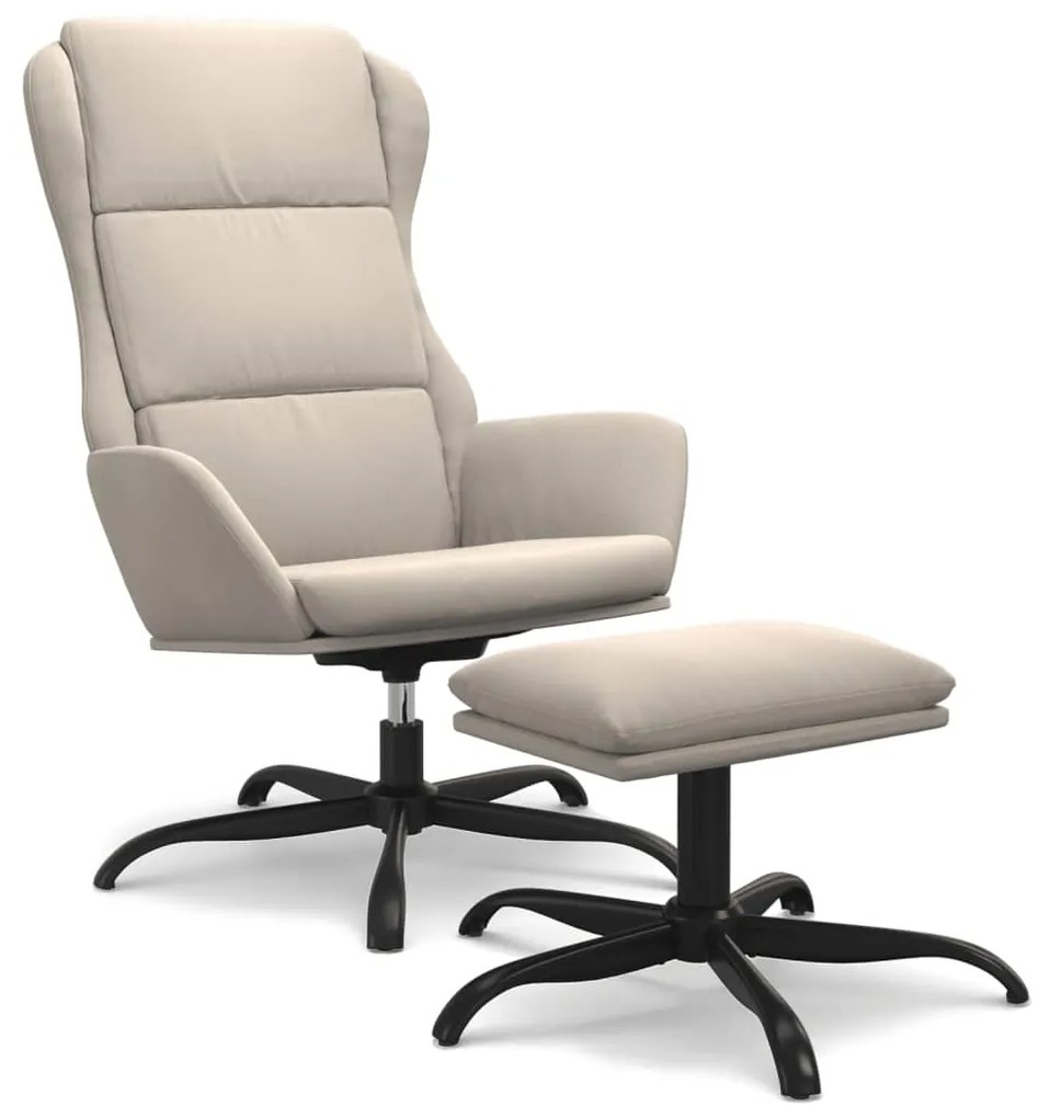 3097924 vidaXL Scaun de relaxare cu taburet, crem, țesătură microfibră