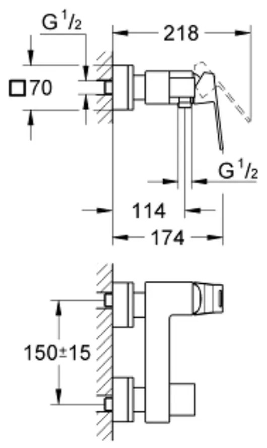 Baterie dus culoare crom Grohe Eurocube