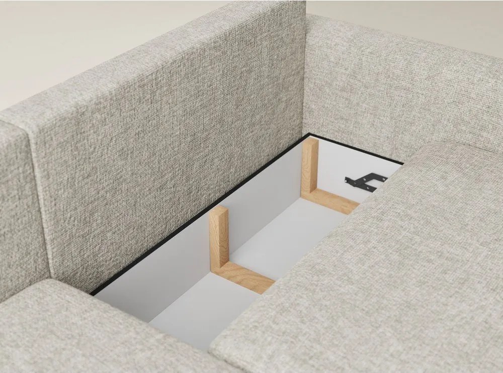 Colțar bej extensibil/cu spațiu de depozitare cu tapițerie din chenille (cu colț pe partea stângă/cu șezlong) Leon – Maison de Rêve