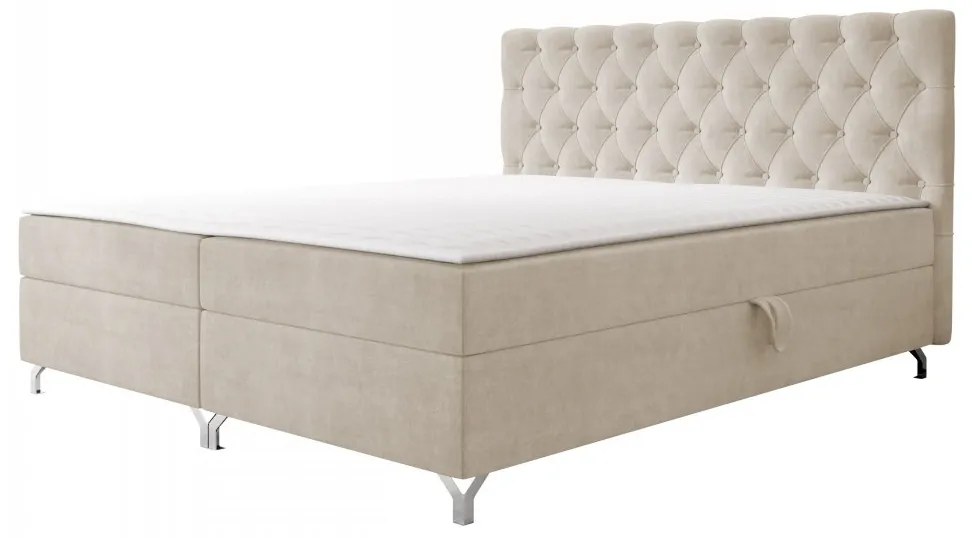 Pat matrimonial 140 cm Jenaks 2 (Bej) (cu somieră și saltea) (cu sp. depozitare). Promo -17%. 1104140