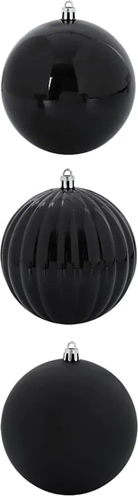 vidaXL Set de Globuri de Crăciun XXL 3 pcs Negru Plastic
