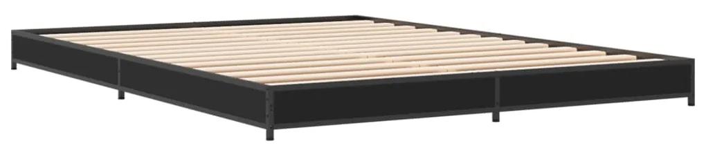 845166 vidaXL Cadru de pat, negru, 120x190 cm, lemn prelucrat și metal