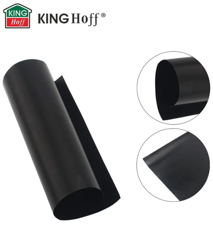 Set 3 paduri pentru copt Kinghoff KH 1920, Pentru gratar, Strat antiaderent PTFE, 40x33 cm, Rezistent la 200°C, Negru