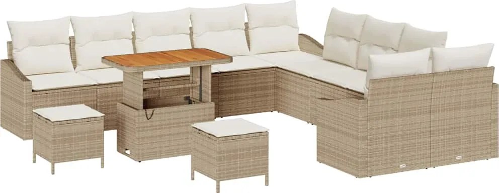vidaXL Set de canapele pentru grădină cu pernă 13 pcs Bej Rattan poli