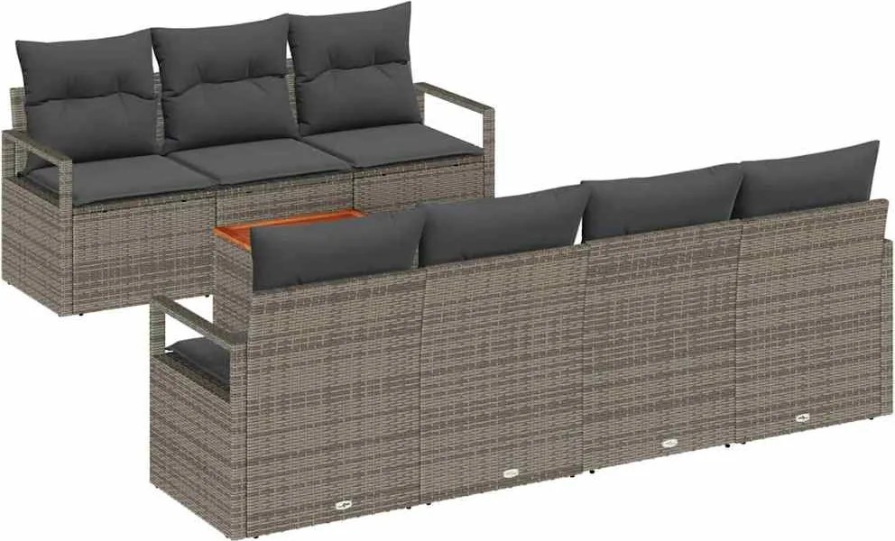vidaXL Set de canapele pentru grădină 8 pcs Gri poliratan