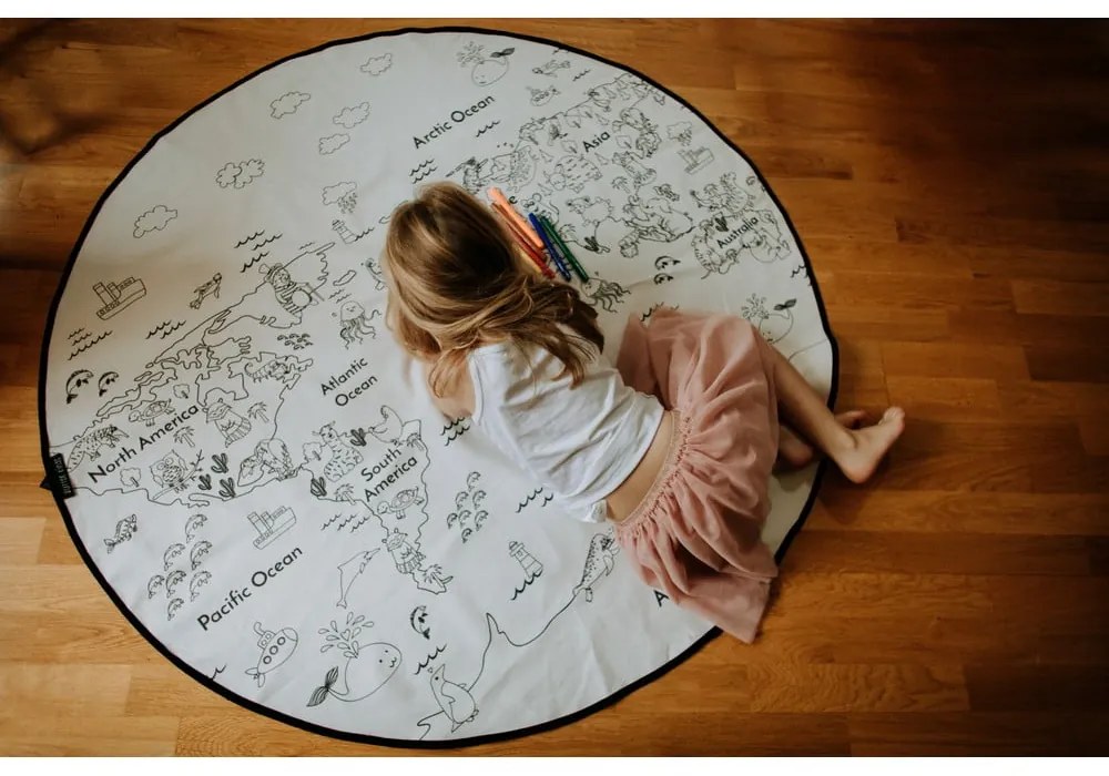 Set covor și markere pentru textile Butter Kings Colouring World, ø 130 cm