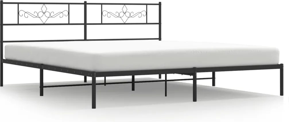 vidaXL Cadru de pat metalic cu tăblie, negru, 200x200 cm
