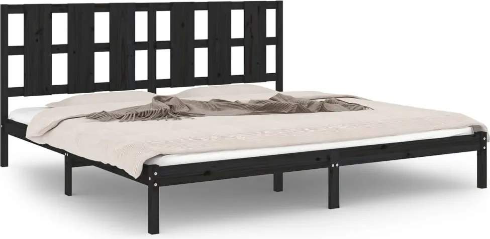 vidaXL Cadru de pat, negru, 200x200 cm, lemn masiv de pin