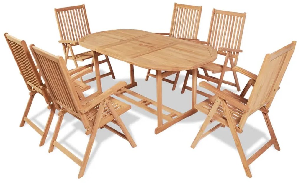 vidaXL Set mobilier exterior cu scaune pliabile 7 piese lemn tec masiv