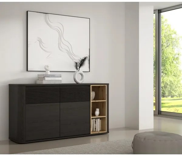 Comodă INAR neagră/stejar