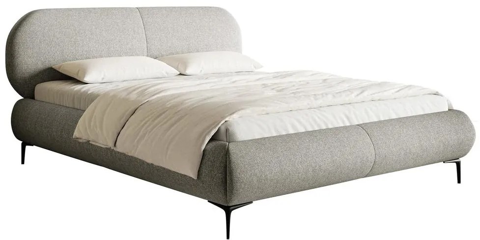 Pat matrimonial 140 cm Octave 140B (cu somieră) (gri + negru). 1100017