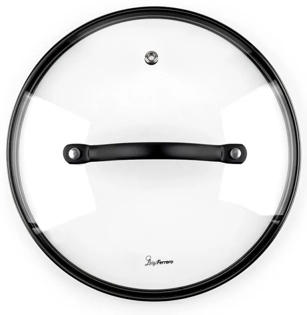 Cratiță Luigi Ferrero Symphony FR-2010, 20x10.5 cm, 2.6 l, Acoperire antiaderentă, Capac din sticlă cu gaură pentru abur, Mânere din oțel cu PVD, Inducție, Marmură neagră